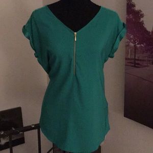 Express Green Silk Blouse